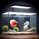 3 Gallon 12.6” L Fish Nano Glass Aquarium, with Separator Plate for Betta, Multi-Functional Square Fish Tank with Filter, LED Light, Black 4mm Glass