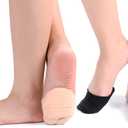 Flammi 6 Pairs Ball of Foot Cushion Socks,Women's Toe Cover with Padding Toe Topper Liner Socks Non-Skid Bottom (4beige2black)