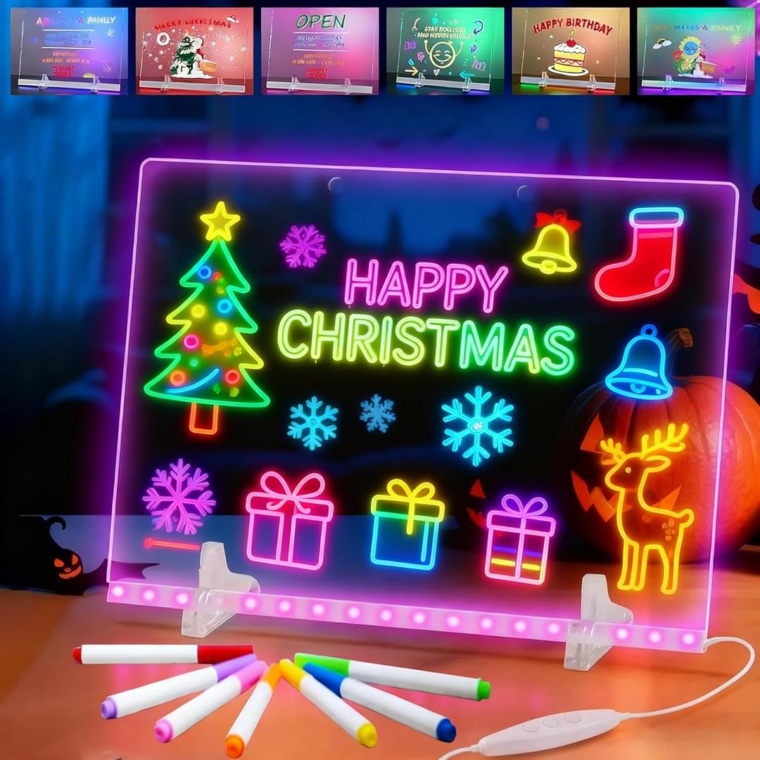 Led Drawing Board,Led Note Board with Colors,LED Drawing Board for Kids,13.7"x10" Acrylic Dry Erase Board with Light,Magic Drawing Tablet as Christmas & Birthday Gifts for Girls Boys