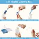 6 in 1 Baby Traveling Set Includes Straw Cleaner, Silicone Brush, Nipple Brush, Soap Dispenser, Drying Rack + Tray and Bottle Clip, Brush Washer, Newborn Essentials, Girl and Boy Gifts, Bule