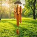 Nowpis Bamboo Wind Chimes 28" 5 Pipes, Handcrafted Mini Wooden Wind Chime Bring a Unique and Soothing Melody, Create a Zen Atmosphere for Outdoor Indoor Decor, for Sympathy, Memorial (28''-Brown Coconut top)