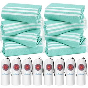 8 Pack Turkish Beach Towels Quick Dry Sand Free Oversized Bath Pool Swim Towel Extra Large XL Blanket Adult Travel Cruise Accessories Must Haves Clearance Stuff Necessities Vacation Essentials