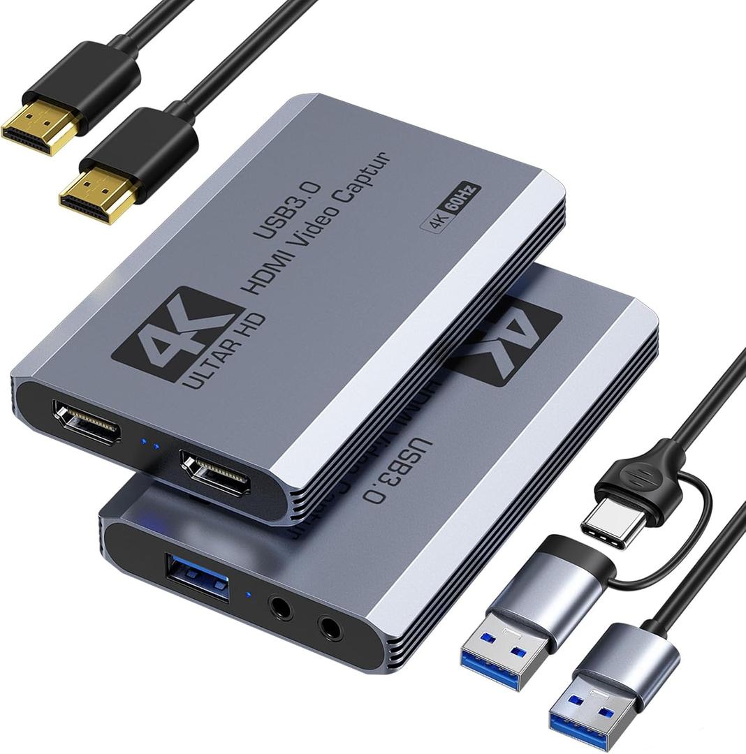 XIIXMASK Video Capture Card, USB 3.0 Capture Card 4K HDMI Loop-Out, 4K 60FPS/1080P 240FPS Video Game Capture for Works for PS5/Camera/PC/Streaming