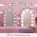 Vanity Mirror with Lights,Hollywood Makeup amovible Mirror, Arch Shape, 11 Bulb led, 3 Colors Lighting,12.6" x 17.3" Inches, 360 degres Rotation, Touch Control