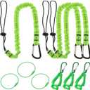 MECCANIXITY Retractable Tool Lanyard 3ft with Aluminum Buckle and Adjustable Loop End, Included Glove Clamps and Keychains, Fall Protection Tools Leash for Hand Tools, Green 3 Pack