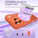 Magnetic for iPhone 17 Pro Max Case with Screen Protector [Compatible with MagSafe] Pretty Polka Dot Pattern Design, Shockproof Slim Cover for Women Girls, Orange