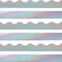 94.5 Feet Iridescent Bulletin Board Borders Stickers - Self Adhesive Glitter Trim for Classroom, Poster Decorations - School Office Wall Party Decor (90 Sheets)