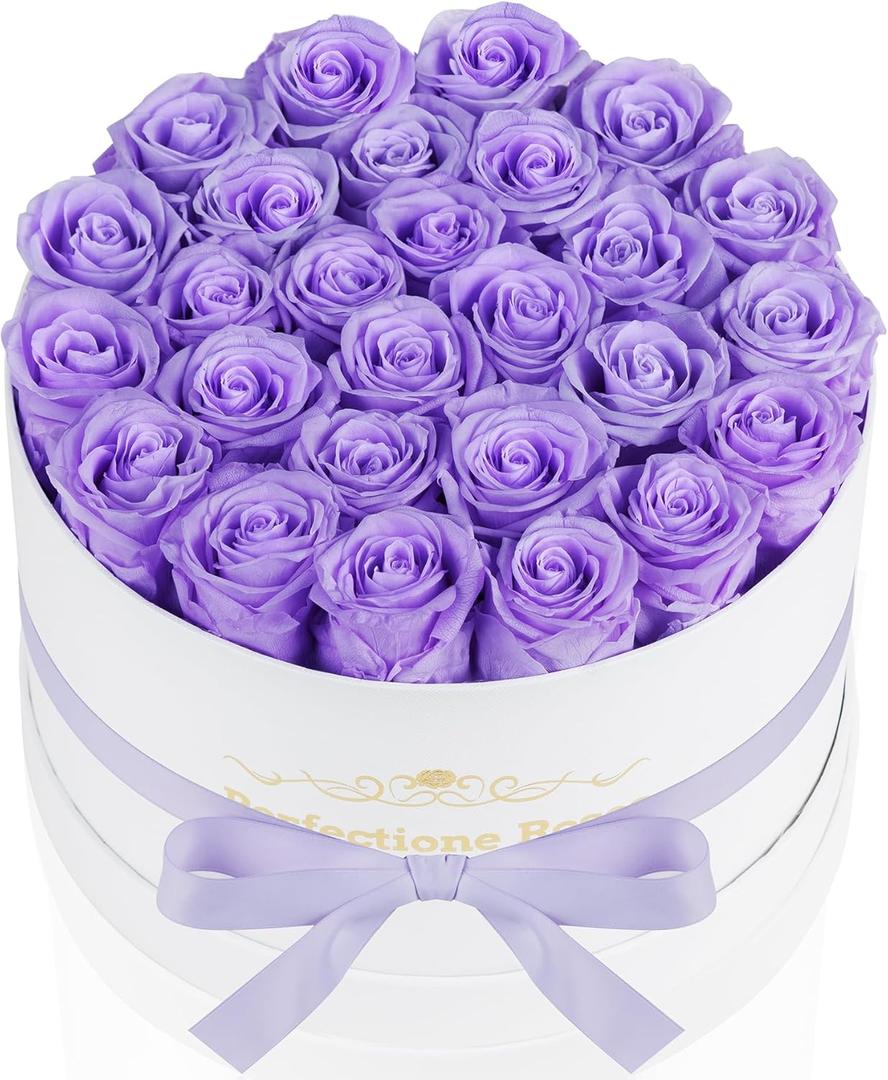 Perfectione Roses 27 Roses in a Box, Mothers Day Rose, Preserved Flowers for Her, Flowers for Delivery Birthday Gifts for Women (Light Purple)