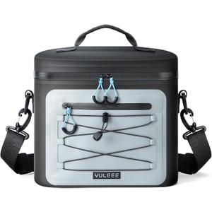 Cooler Bag, 7/16/30 Can Soft Sided Small Portable Insulated Cooling Pack, Everyday Lunch Cooler, Leakproof Ice Chest for Beach, Camping, Travel, Picnic (Black)