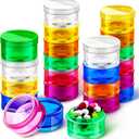 Sieral 8 Pieces 7 Days Stackable Pill Organizers 7 Compartments Round Pill Boxes Tower Weekly Vitamin Individual Storage Containers Travel Cases with Lids for Medications, Vitamins and Supplements