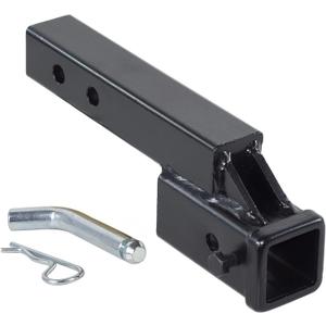 864121 Trailer Hitch Riser With 2.25 Inch Rise/Drop for 2 Inch Receiver Extension, Solid Shank, Pin Kit Included