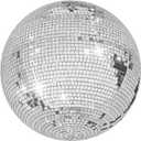 12/16/20 Large Disco Ball,Silver Hanging Party Mirror Ball with Hanging Disco Balls for DJ Club,Mirrorball with Reflective GlassParty, Wedding Decoration, Disco Ball Decor (Silver 12IN)