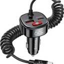 Syncwire USB C Car Charger with [Battery Leakage Prevention] 66W Super Fast Car Adapter with PD & QC 3.0 Built in 6FT Type C Coiled Cable for iPhone 17/16/15 Series, Samsung Galaxy/Google Pixel