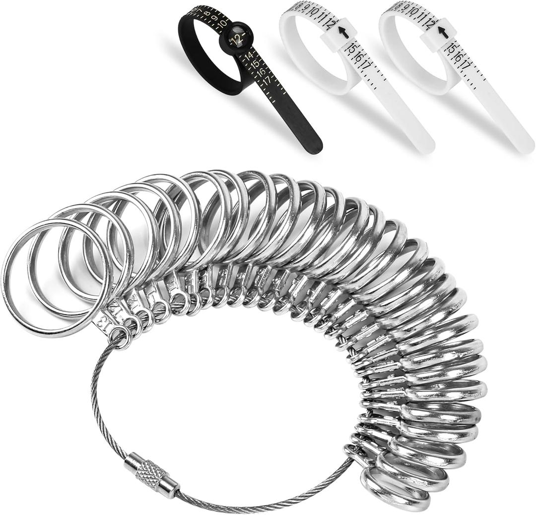 NuLink Ring Sizer Measuring Tool US Stainless Steel Ring Size 0-13 with Half Size, 3 Pcs Finger Ring Sizer Measure Gauge