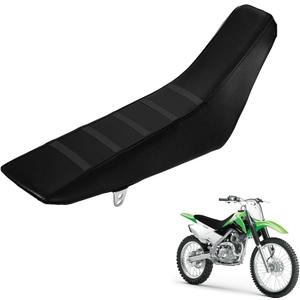 Ribbed Dirt Bike Seat Cover Gripper Soft for KLX 140 KLX140 KLX140G KLX140L KLX140R KLX140RF 2015-2024 Pit Bike Non-Slip Surface Protector Black