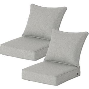 22x24 Inch Outdoor Deep Seat Cushions Set of 2,Thick High-Density Foam, Water-Resistant, Piped Edges & YKK Hidden Zipper for Patio Furniture,Greige