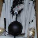 Q&S Black and Gold Wagon Wheel Chandelier,8 Lights Modern Farmhouse Round Circle Golden Eggs Light Fixtures for Dining Room Living Room Bedroom Foyer Kitchen Hotel UL Listed