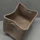 OIAHOMY 4 Pack Storage Baskets for Organizing, Cube Storage Bins for Shelves, Rectangle Storage Baskets With Handles, Woven Baskets for Storage, 12.7''Lx9''Wx7.8''H, Brown