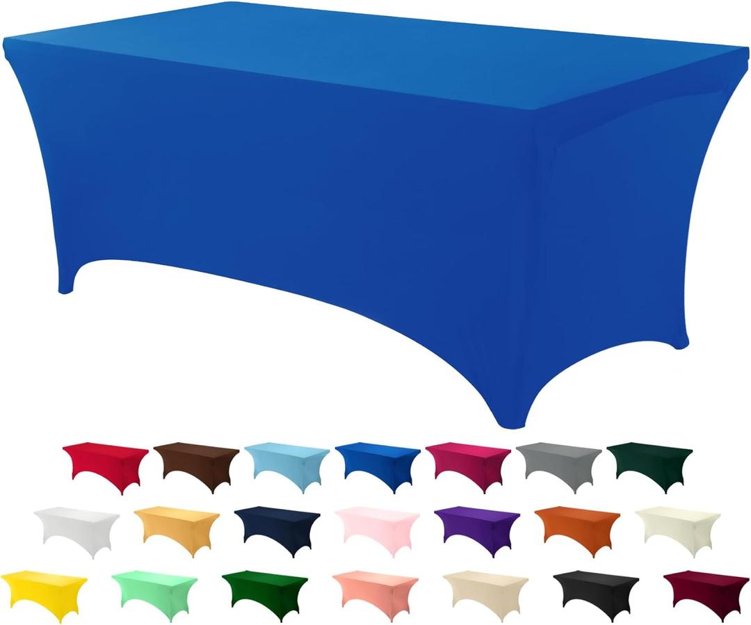 Utopia Kitchen Spandex Table Cloth 1 Pack [6FT, Blue] Tight, Fitted, Washable and Wrinkle Resistant Stretch Rectangular Patio Table Cover for Event, Wedding, Banquet & Parties, Size : 72 x 29.9 inch (Rectangular)