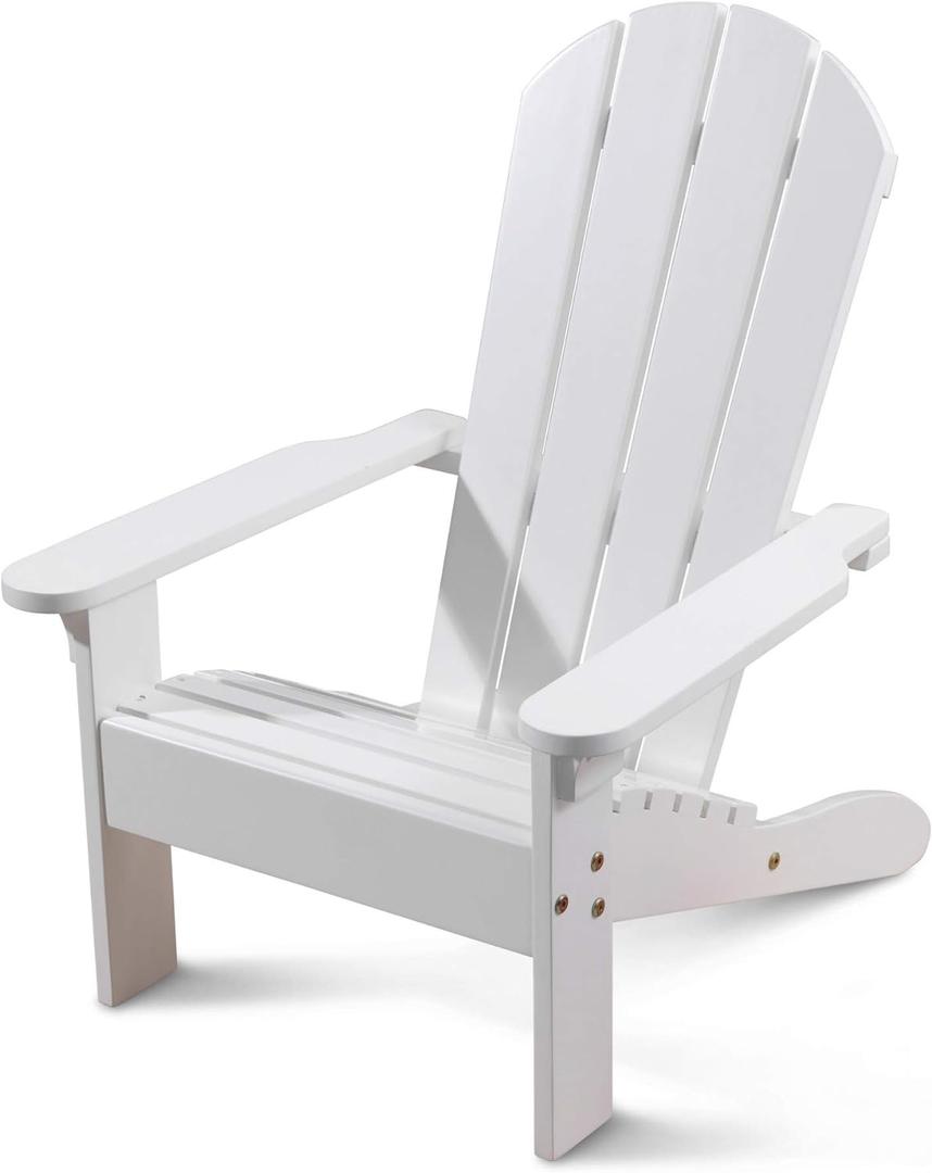 KidKraft Wooden Adirondack Children's Outdoor Chair, Kid's Patio Furniture, White, Gift for Ages 3-8
