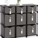 9 Cube Storage Organizer Shelf with Storage Bins and Label, 11 Inch Toy Cube Bins Clothes Closet Organizers Drawers Fabric Dresser for Living Room, Bedroom, Playroom, Dorm(Gray)