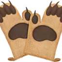 Fairly Odd Novelties FON-10278 Bear Oven Mitts Set Funny and Cute Kitchen Mittens/Potholders for Baking Christmas or Everyday Cooking Gloves, One Size Brown