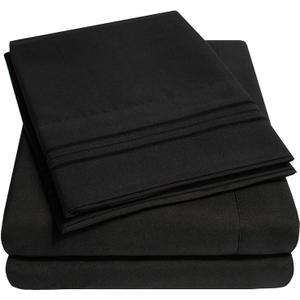 1500 Supreme Collection King Sheet Sets Black - Luxury Hotel Bed Sheets and Pillowcase Set for King Mattress - Extra Soft, Elastic Corner Straps, Deep Pocket Sheets, King Black