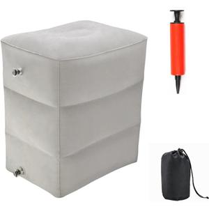 Inflatable Travel Foot & Leg Rest Pillow with Adjustable Height for Airplane, Car, Bus, Train, Office, Camping and Kids to Sleep on Long Flights, Air Pump Included