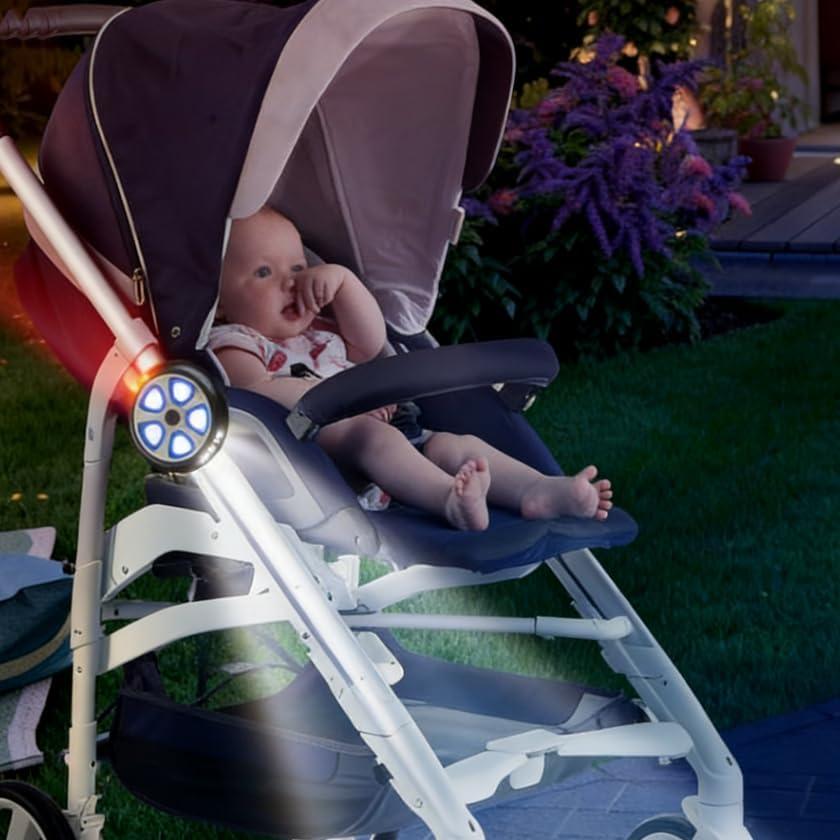 LED Stroller Lights (3-Pack) with Stroller Hooks/Clips Battery Operated, 5 Modes, Stroller Accessories for Night Use on Strollers, Wheelchairs, Outdoors