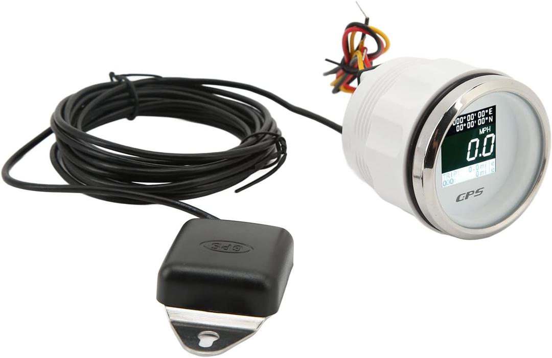 52mm Speedometer Odometer with -32V Voltage IP67 Antifog for Boat RV Motorcycle Featuring Stainless Steel Front Cover LCD Display Clear Function Readouts