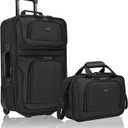 U.S. Traveler Rio Lightweight Softside Rolling Carry-on Suitcase, 2-Wheel Set, Black, 21"/14"