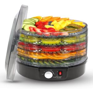 NutriChef Food Dehydrator Machine - Professional Electric Multi-Tier Food Preserver, Meat or Beef Jerky Maker, Fruit & Vegetable Dryer with 5 Stackable Trays (Black)