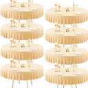 8 Pack Champagne Spandex Tablecloths for 60 Inch Round Table, Stretchy Fitted 5FT Cloths With Skirt for Wedding, Banquet, Birthday Party, Buffet, Restaurant (Champagne)