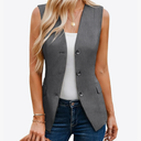 GRACE KARIN Women 2025 Button Down Sleeveless Vest Blazers Fully Lined Open Front Work Vest Tops Outwear Pocket, Size Medium