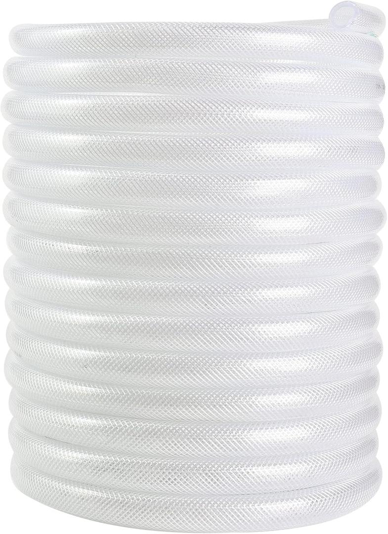 5/8’’ ID × 7/8’’ OD - 50 ft Clear Braided Hose Plastic Vinyl Tubing,High Pressure Flexible Reinforced PVC Tube for Transfer Water Air Oil, BPA Free & Non-Toxic