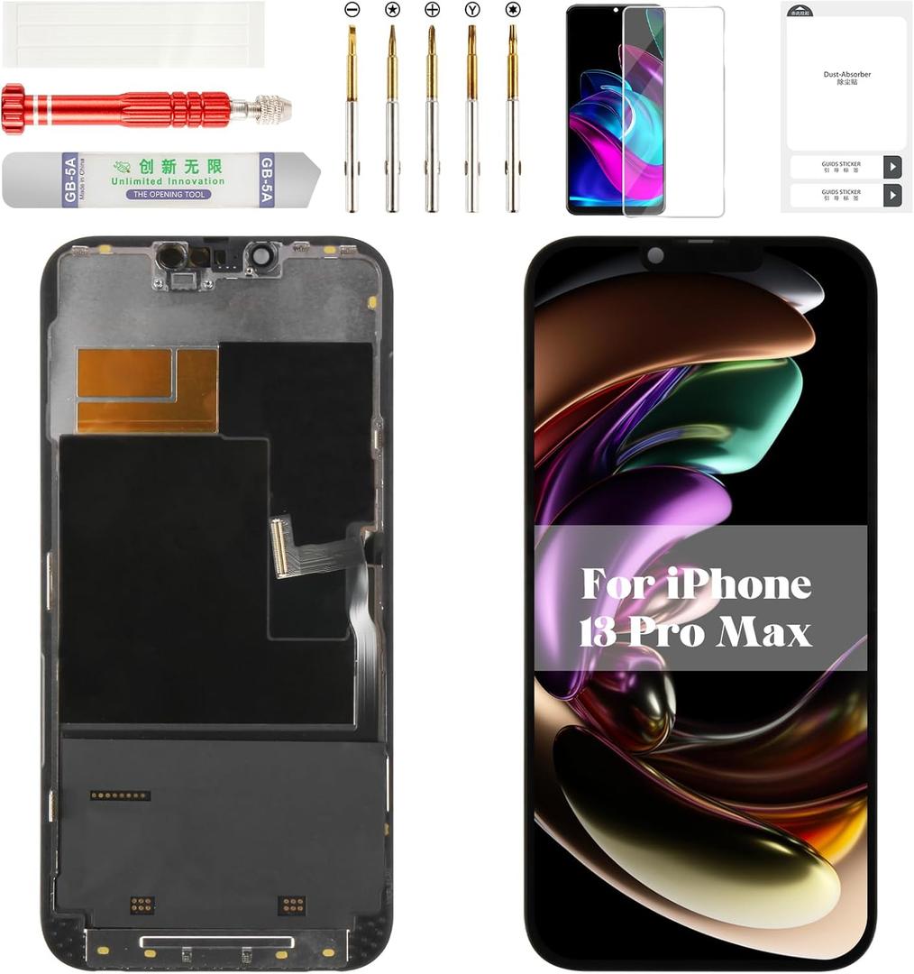 TFT for iPhone 13 Pro Max Screen LCD for iPhone 13 Pro Max Display Touch Replacement for A2643 Digitizer Assembly Kits A2484 A2641 A2644 A2645 Black