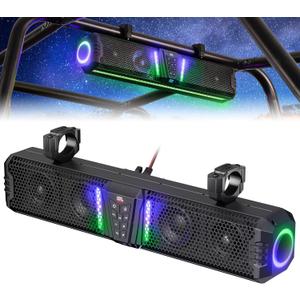 KEMIMOTO 2025 Midnight 60 26-inch UTV Sound Bar, IP66 Waterproof Golf Cart Sound Bar, ATV Speaker Bluetooth with RGB, SxS Soundbar Compatible with Polaris RZR Can-Am w/ 1-2 in Roll Bar