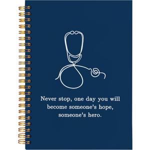 BearCake Nurse Notebook, Nursing Student Gifts,Stethoscope Medical Doctor Notebook Journal,Future Nurse Doctor Medical Student Nurse Graduation Gifts, Hardcover Spiral Notebook 5.5x8.3 Navy Blue (white-annotation-deep blue)