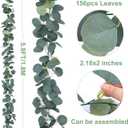 FUGZAUD 2 Pack Artificial Eucalyptus Garland Faux Silk Leaf Silver Dollar Eucalyptus Leaves Vines Handmade Garland Greenery Wedding Backdrop Indoor Outdoor Arch Wall Decoration