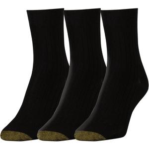 Gold Toe Women's Non-Binding Salon Short Crew 3 Pack (Medium, Black)