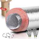 Insulated Flexible Duct R8,HVAC Insulated Flex Ducting 6'' X 25,Silver Jacket-R8 Ductwork,Heating and Air Conditioning (HVAC) Systems (6 IN 25 FT)