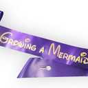 Amy's Bubbling Boutique Growing a Mermaid Baby Shower Sash Mom to be Purple & Gold with Rhinestone Pin