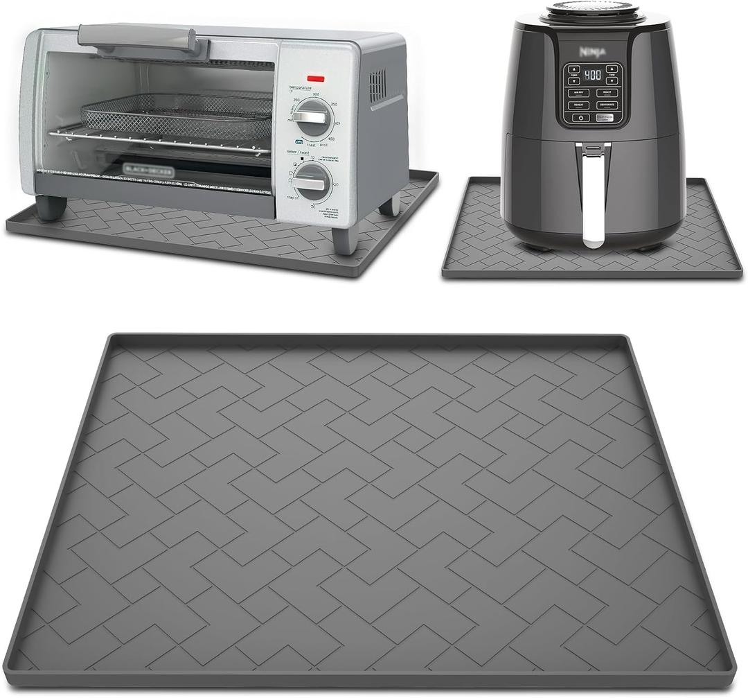 Silicone Heat Resistant Mat For Air Fryer-18''x15''x0.5''Perfect for Ninja,Cosori,Chefman and Most Air Fryers Bottom Silicone air fryer accessories-Protects Countertops From Damage and Scratches (1Pack Grey)