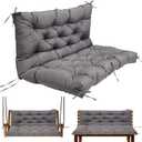 Gollense Porch Swing Cushions, 3 Seat Outdoor Swing Cushion Replacement with Backrest, 60 x 40 x 4 Inches Bench Cushion with 8 Ties for Outdoor Furniture for Patio, Backyard, Garden, Dark Grey