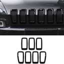Front Grill Inserts Grille Cover Trim for 2014-2018 Jeep Cherokee (black) 7 Count