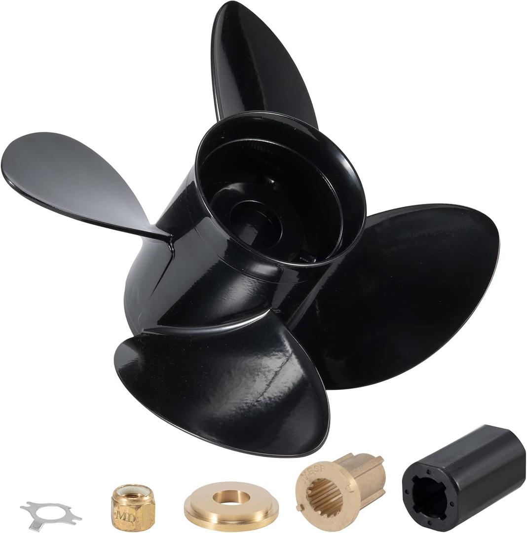 14 1/2 x 17(Hub Kits Included) Upgrade Aluminum Boat Propeller Fit Mercury Outboard Engines 135-300 HP Mercruiser Alpha &Bravo ONE, 4 Blades 15 Spline Tooth,14.5dia x 17pitch Prop RH