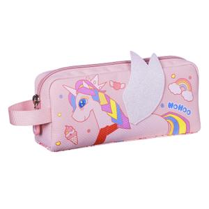 NOHOO Pencil case, Cute Animal Print Pencil bag for kids, Lightweight Portable pencil pouch with Zipper for Girls Boy Students Teens Adults School office Travel Holder Box - Pink Unicorn