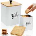 Goaste 2 Sizes Metal Cookie Jars with Lid, 101 & 54 OZ White Candy Cookie Tins, Decorative Food Storage Containers, Vintage Cookie Canister with Wide Opening for Kitchen Counter, Pantry, Gift Giving