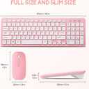 Wireless Keyboard and Mouse Combo, Compact Quiet Wireless Keyboard and Mouse Set 2.4G Ultra-Thin Sleek Design for Windows, Computer, Desktop, PC, Notebook, Laptop (Pink)