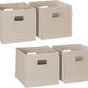 RiverRidge Folding Storage Bins with Handles Taupe Cube Storage Organizer for Closet, Bedroom & Playroom - Closet Organizers and Storage Set of 4